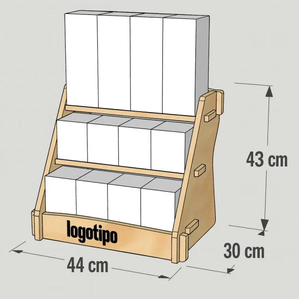Exhibidor de Madera de Pino 3 Niveles - Imagen 3