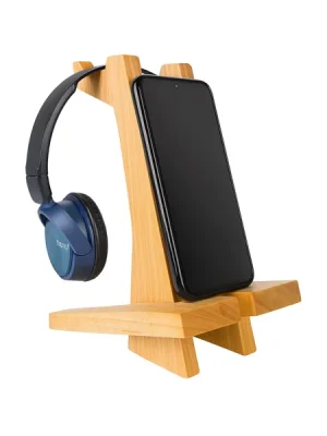 Soporte de audifonos desarmable de madera