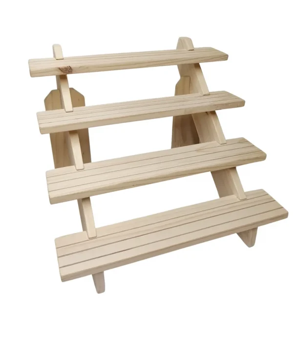 Exhibidor de madera de pino para ferias